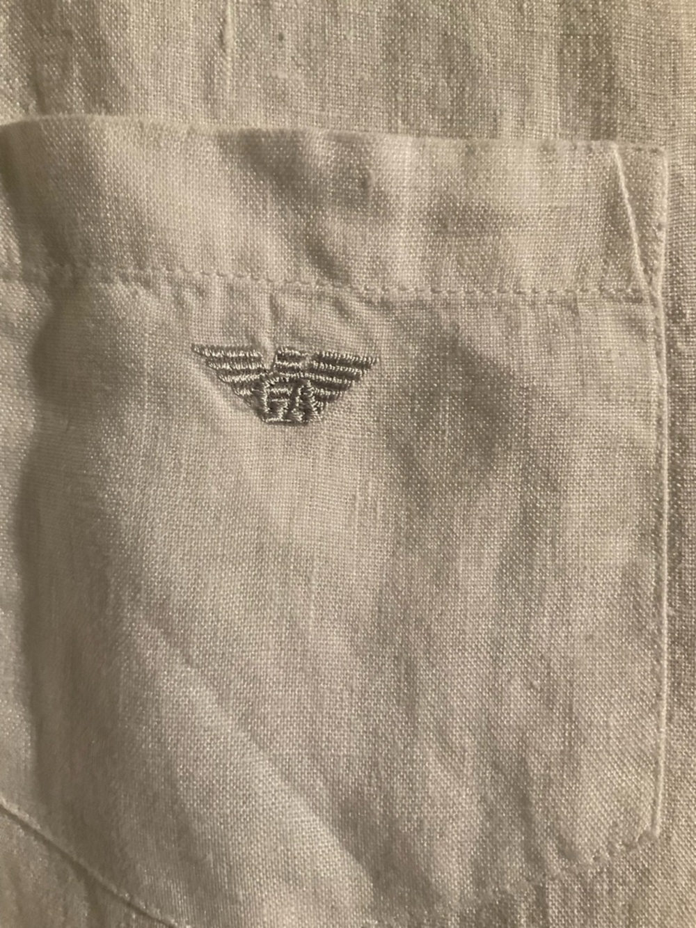 Georgia Armani Boys Size 10 White Long-Sleeve Classic Linen Button Up Shirt.
